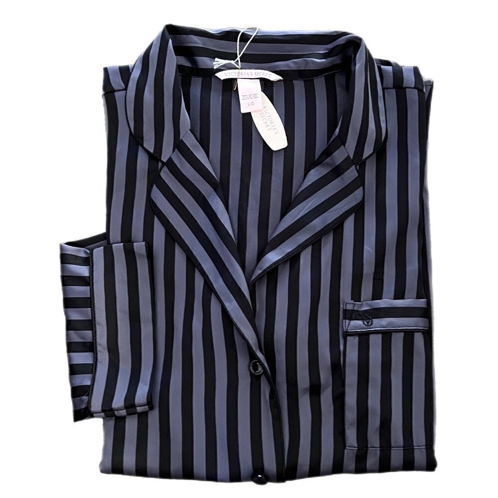 Victorias Secret Afterhours SILKY SATIN Striped pajama jacket top ONLY